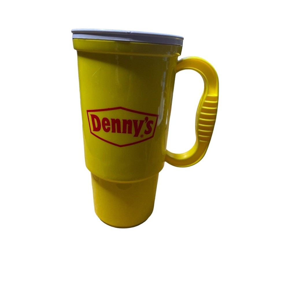 Vintage Denny's Yellow Travel Coffee Mug Made In The USA